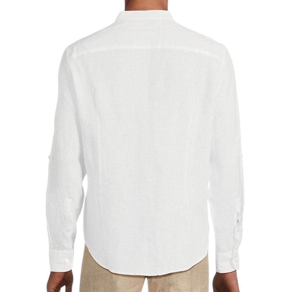 Baird McNutt Linen Classic Fit Mandarin Collar Long Sleeve Woven Shirt XLT - Picture 2 of 7